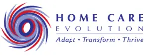 Home-Care-Evolution-logo2 Logo for Home Care Evolution displaying a swirling circular design in red, blue, and white on the left. To the right, the text reads "HOME CARE EVOLUTION" in blue, with the tagline "Adapt • Transform • Thrive" below in a lighter blue.