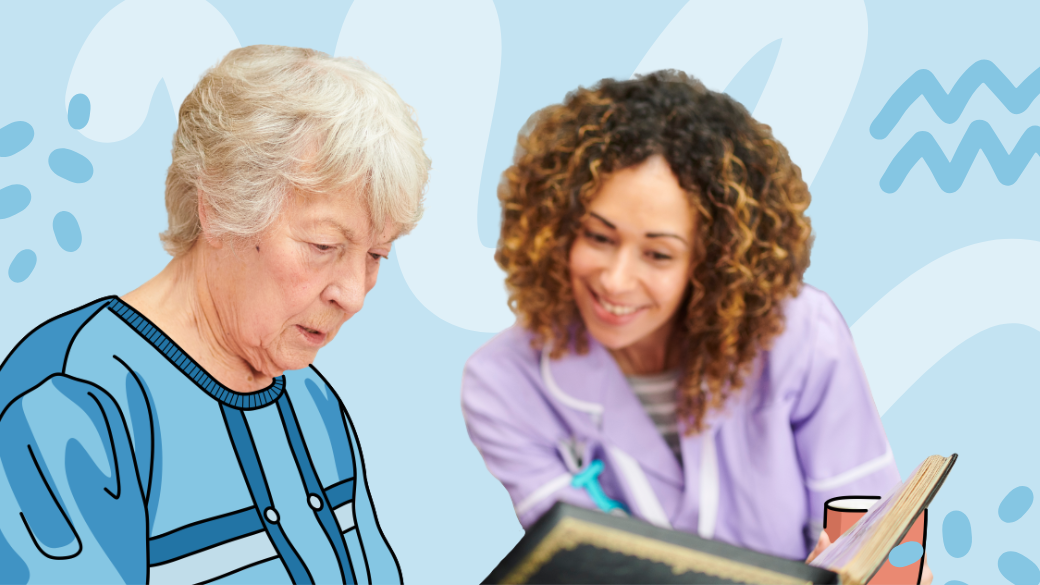 A woman, reflecting on skilled nursing, gazes thoughtfully at a picture frame—perhaps remembering the toll of caregiver burnout.