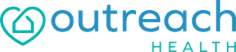 Outreach Health logo with a heart-shaped icon containing a house outline on the left, followed by the words “outreach health” in blue text.