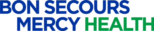 The logo reads “BON SECOURS MERCY HEALTH” with “BON SECOURS” in blue, “MERCY” in a darker blue, and “HEALTH” in green, all in uppercase, bold letters.